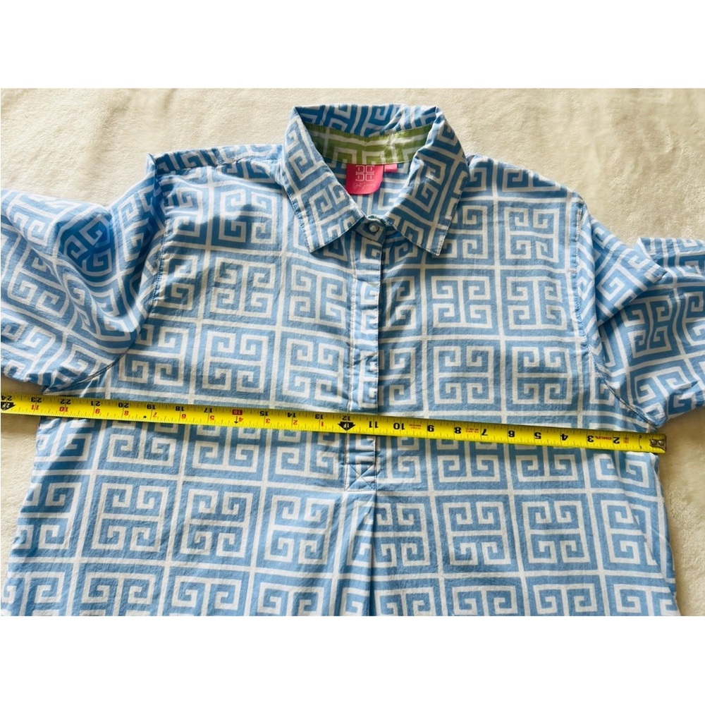 Just Darviny Women’s Size Large Charlotte Dress Greek Key Blue White - Picture 7 of 7